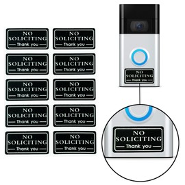 Cemobile Small No Soliciting Sign For House, 10PCS Tiny Waterproof No Soliciting Sticker With Glow In The Dark, Perfect Size For Ring Doorbell Video Doorbell Front Door Wall Window
