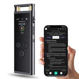 Digital Voice Recorder with APP for Voice-to-Text Transcription, GPT-4o Summary, Mind Mapping, Playback Support, Voice Activation, 64GB Aluminum Alloy Dictaphone, Space Gray – by FoCase Rec