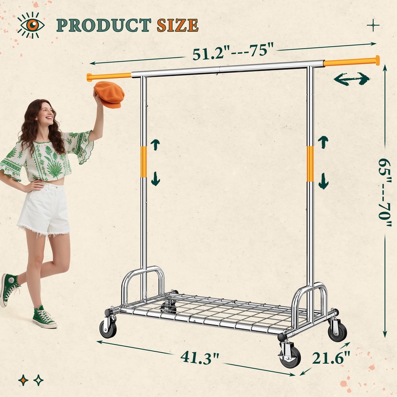 Raybee Heavy Duty Clothes Rack, Clothing Racks for Hanging Heavy
