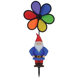 In the Breeze 2697, Gnome with 10 Inch Rainbow Flower Spinner