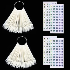 100 ps Nail Swatch Sticks with Number Stickers, Nail Color Display Stiletto Tips, Fan-shaped Nail Polish Practice Sticks, Nail Art Display Nail Color Wheel Nail Sample Sticks (Natural)