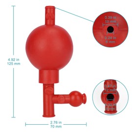 stonylab 2-Pack Rubber Transfer Bulbs, 65 ml Red Rubber Filling Bulbs for Pipettes with 3 Valves, Sturdy Lab Supplies