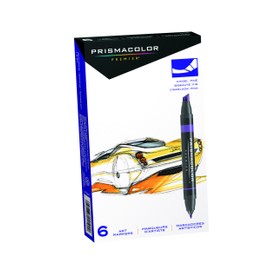 Prismacolor 24190 Premier Double-Ended Art Markers, Fine and Chisel Tip, 6-Count