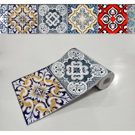 WallDesign Mosaic Tile Sticker - 30 Self-Adhesive Tiles for Decoration of Kitchen, Bathroom, Furniture, Door, Floor - 4 in X 10 Ft Durable Vinyl Film