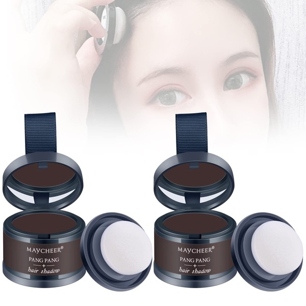 FREEORR 2Pcs Hairline Powder Magical Instantly Hair Line Shadow Quick Cover Hair Root Concealer with Puff Touch, Root Cover Up for Thinning Hair, Waterproof, Non-sticky #F