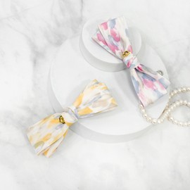 (2 types) Burnaby soft pastel ribbon hairpin rose blue / (2종) 버나비 소프트 파스텔 리본 헤어핀 로즈블루