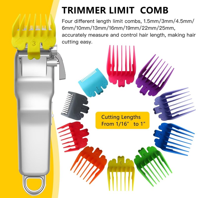 JRSHOME 10-Pack Professional Multiple Colors Hair Clipper Guards Guide Combs,From