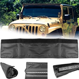 50 52 inches LED Light Bar Cover Universal Singal Double Rows Straight Curved Lightbar Whistling Silencer Windproof Dustproof Snowproof Scratch-Proof Reduced Wind Noise Protective Sleeve