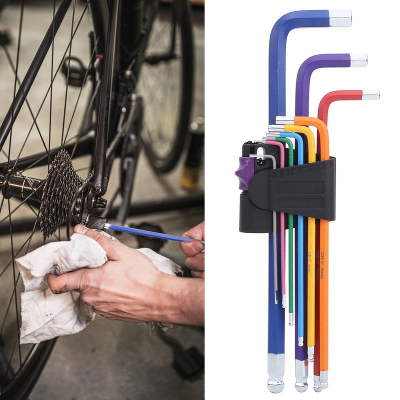 9Pcs Hex Wrench Set Steel Ball Head Colorful Extension L