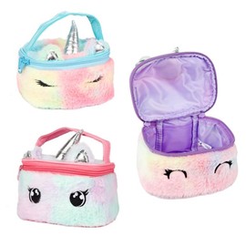 Cute Unicorn Plush Beauty Case Vanity Bag for Kids - Soft and Fluffy Unicorn Makeup Bag for Girls - Magical Unicorn-Themed Beauty Case for Little Girls
