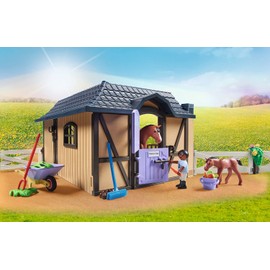 PLAYMOBIL Country 71238 Riding Stable, Horse Box with Small Attachment and Run, Horse with Foal for the Riding State, Toy for Children from 4 Years