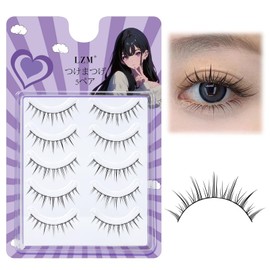 LZM False Eyelashes Natural Bunch Lightweight Black Natural Shaft Soft Fiber DIY Reusable 5 Pairs Y1