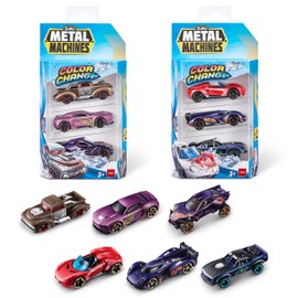 Zuru Metal Machines 67116 Metal Machines Color Change Car Series 4, (6 Pack), Styles May Vary Collectible Race Toys, Die-Cast, Medium