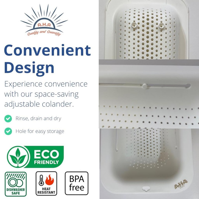 AHASON'S 2 Pack Over The Sink Colander Extendable Baske &