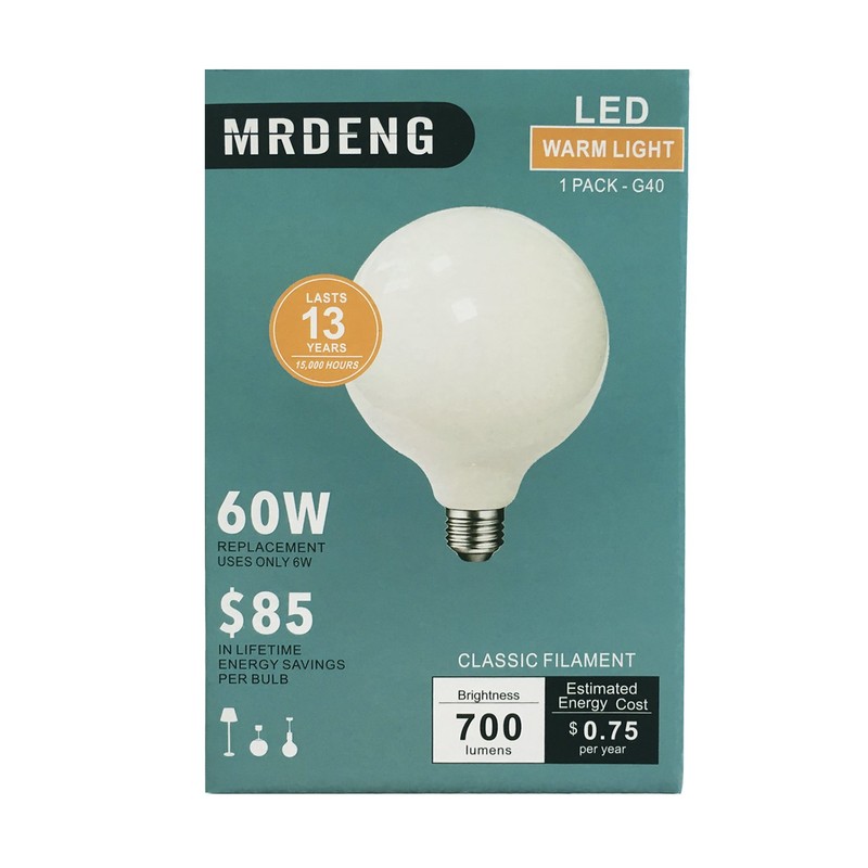 MRDENG Globe Light Bulbs 60 Watt Replacement for Decorative,E26 Dimmable