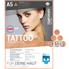 SKULLPAPER® Temporary tattoo transfer film for the skin – very well tested – for laser printers (A5-6 sheets)