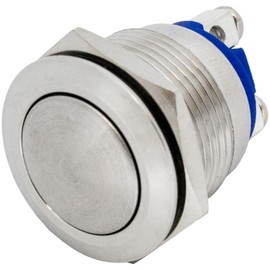 Lumonic Stainless Steel Push Button Flat 16 mm Diameter Button I Dimensions: Screw Connection 250V 3A I Vandal Proof According to IP65 Standard