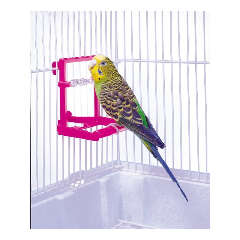 Penn-Plax Bird Life - Landing Perch with Mirror and Beads