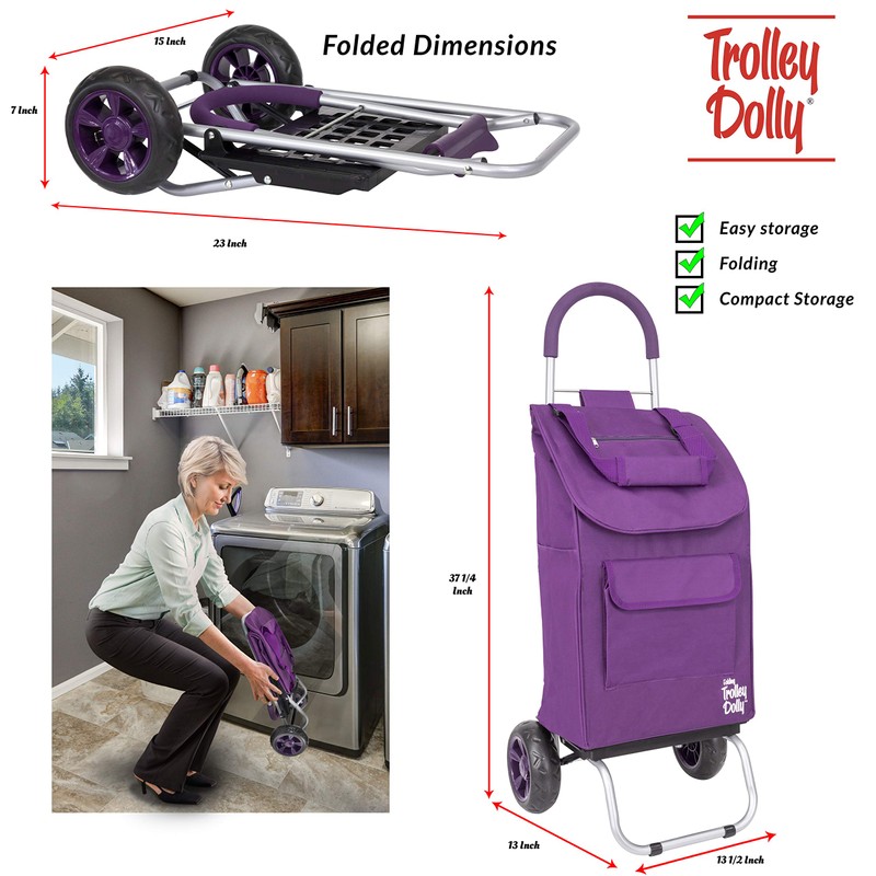 dbest products Trolley Dolly Purple Foldable Shopping cart for Groceries