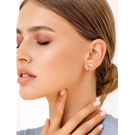 Heart Half Hoop Earrings Sterling Silver Open Huggie Hoops Small Initial Earrings for Women,Letter A