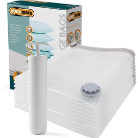 OurHouse Vacuum Storage Bags – Space Saving Clothes Storage with Pump – Reusable Vacuum Seal Bags for Travel, Duvets, Linens – Airtight & Leak-Proof Design (10, M)