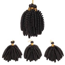 6 inch Jerry Curl Crochet Hair Jamaican Bounce Marlybob Crochet Braiding Hair Extension Synthetic Bohemian Curl Water Wave Kinky Curly Crochet Hair for Black Women 3 Lots/pack Dark Brown