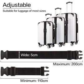 Luggage Straps 6 Pack Adjustable Luggage Straps for Suitcases Non-Slip Suitcase Belts with Buckle, Black Luggage Strap for Traveling