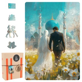 delobil Puzzles for Adults 500 Pieces, Wedding Wooden Puzzles, Unique Shaped Jigsaw Puzzles Beautiful Gift Package Romantic Gifts for Engagement,Wedding, Anniversary 13.4''x19''