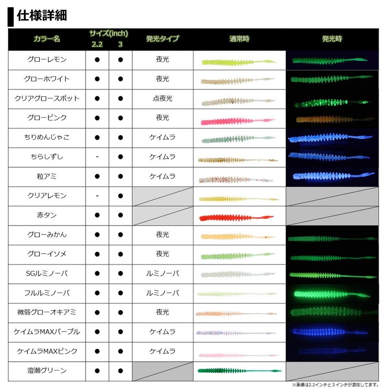 DAIWA Worm Moon Beauty Aging Beam Bachicon Custom 3" Glow