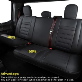 LUCKYMAN CLUB F150 Faux Leather Seat Covers, fit for 2015-2024 F150 SuperCrew, and 2017-2024 F250 F350 F450 Super Duty Crew Cab(Rear Set, Black Rear)