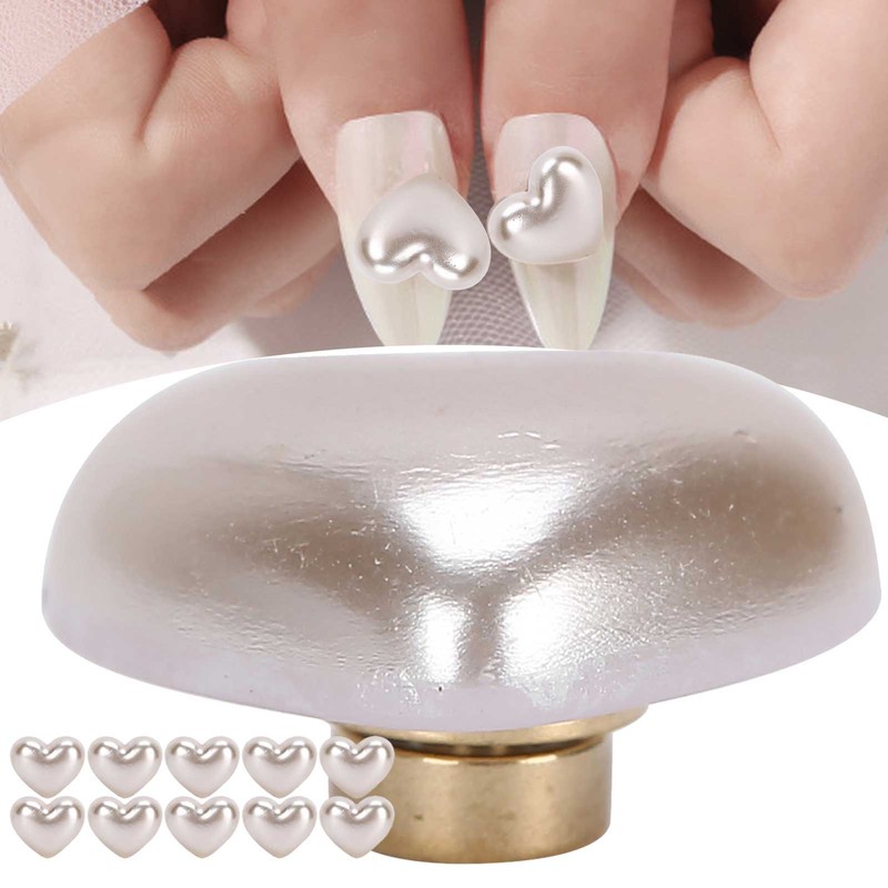 10pcs Heart Beads Imitation Pearls Beads Nail Art Decoration DIY