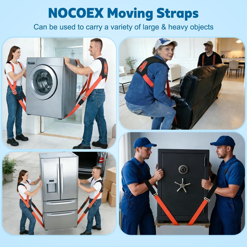 NOCOEX 2-Person Moving Straps for Lifting - Shoulder Lifting and