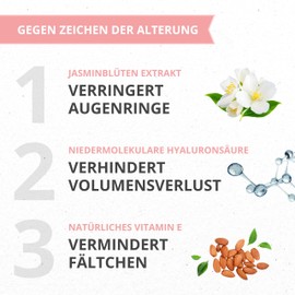 Organic Jasmine Ointment Against Dark Circles - Test Winner F.A.Z. Kaufkompass 2023 - Eye Cream - Natural Cosmetics for Wrinkles - Sensitive Skin - Hyaluron, Vitamin E, Aloe Vera-Made in Germany,