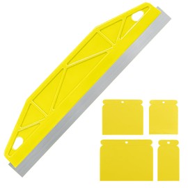 Stainless Steel 12-Inch Paint Cutting in Tools for Painting | 4-Piece Guard Paint Edger Tool | Smearing & Repairing Wallpaper Shield Kit (Yellow)