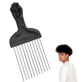 Hair Picks for Curly Hair, 1 Pcs Metal Hair Pick for Black Men Afro Pick Comb Detangling Wig Braid Hair Styling Tool for Women and Men