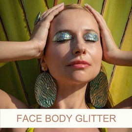 Face Body Glitter - Hair Glitter Sparkles Chunky, Temporary Tattoos Adult, Holographic Face Paint for Singer Concerts Disco Festival Rave, 50ml (Silver Body Glitter)