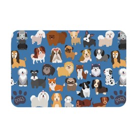 Jbofyee Cute Puppy Dogs Blue Bath Mat Rugs 15.7x23.6 in, Diatomaceous Earth Bathroom Rug Rubber Non-Slip Absorbent Bathroom Mat for Bathroom Kitchen Floor, Tub and Shower Sink