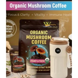 Wanju Nature Beauty Organic Mushroom Coffee, 10 Mushroom Extract Blend, Energy and Focus