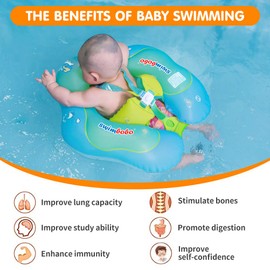 [New Upgraded] Swimbobo Baby Swimming Float Kids Inflatable Swim Ring with Safety Support Bottom Swimming Pool Accessories for 3-36 Months (Blue, XL)