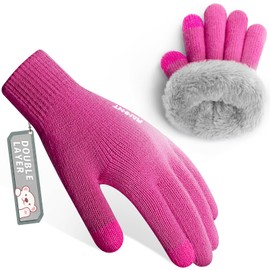 Rahhint Wool Kids Gloves for Boys Girls Winter Thermal Double Knit Gloves with Insulated Fleece Lined Keep Hand Warm Children Toddler Gift 3-15 Years