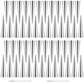 SEHOI 50 PCS Small Cream Horn Molds for Baking, 3.5 Inch Pastry Cones Molds, Mini Cream Horn Forms Metal with Cleaning Brush, Stainless Steel Cone Cannoli Tubes for Cream Roll Croissant