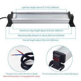 S SHUN CAN DA Led Industrial Machine Tube Light, IP66 Waterproof Explosionproof Work Lamp 25.6" 20W for CNC Internal,110lm/w White 110V to 220V Universal