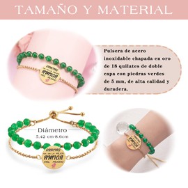 LParkin Doble Cuenta Pulseras Amistad Acero Inoxidable, Pulsera Niña Personalizada Ajustable, Regalos Cumpleaños Original, Oro, 17+5cm, Stainless Steel
