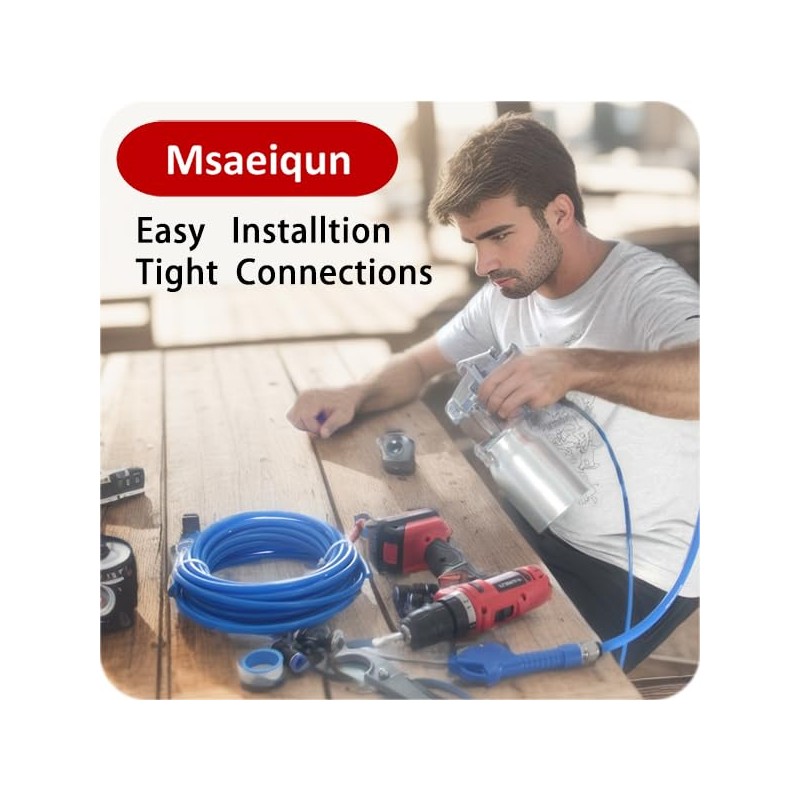 MSAEIQUN Pneumatic Tubing Blue PU Air Hose Pipe Tube Kit