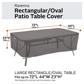 Classic Accessories Ravenna Water-Resistant 84 Inch Rectangular/Oval Patio Table Cover