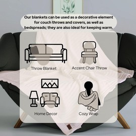 100% Organic Cotton Knit Blanket Denise -Soft and Lightweight, Breathable All-Season Throw for Bed, Sofa, or Lounge Area -GOTS Certified-Perfect for Home and Bedroom Styling (Earth Ivory, 50x60)