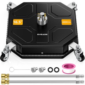 EVEAGE 16.5" Pressure Washer Surface Cleaner Attachment, 4000 PSI Square Power Washer Disc with 1/4" Quick-Connect, 2 Extension Wand, Corner& Edge Cleaning, BJ16