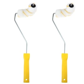 2Pcs Paint Roller Kit 8 Wheels Tube Roller Brush Firefighting Paint Brush Painter Refill for Painting Tubepoles Steel bar Curved Surfaces