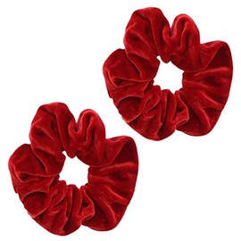 Topkids Accessories - Luxury Velvet Scrunchie Scrunchies Elastic Hair Band Ponytail Holders Hair Scrunchie Hair Bobbles Hair Accessories for Women, Ladies, Girls - Pack of 2 (Red)