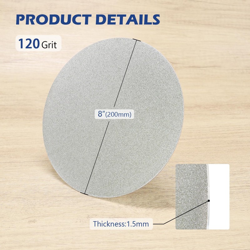 SCOTTCHEN Diamond Grinding Disc, 8” (200mm),No Center Hole,Flat Lap Disk